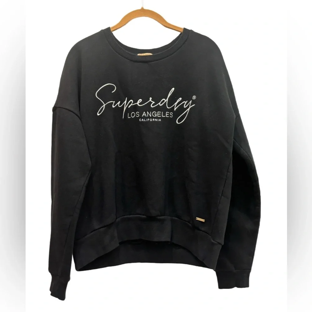 Superdry Los Angeles  “Alice” Black Crewneck Sweatshirt, cozy cotton blend 🖤 - Picture 2 of 10